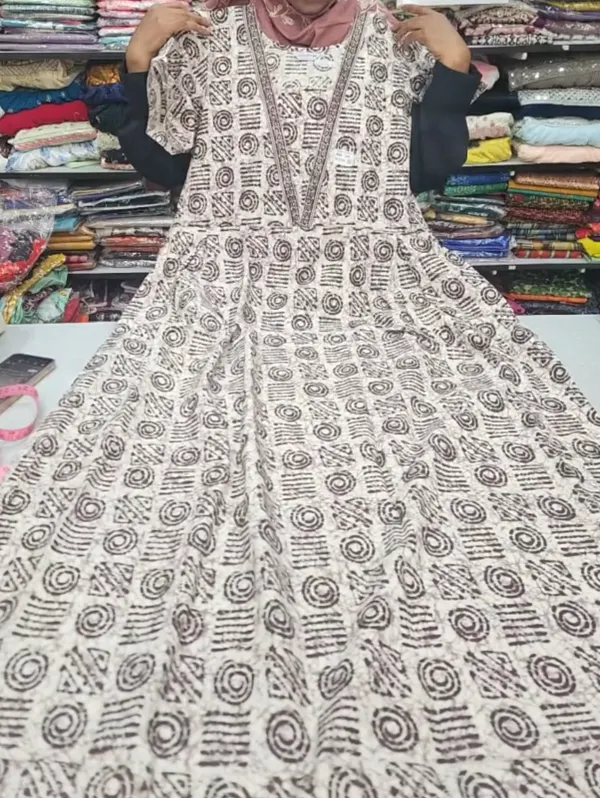 Pure Jaipur Cotton V-Neck Frock Maxi Nighty | NT3556